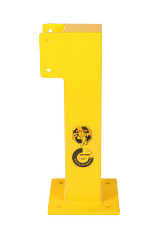 Begin-/eindstaander PE-50 voor veiligheidsrailing/voor binnengebruik/hoogte 500 mm/doorsnede 100x100 mm/poedercoating RAL 1023 geel