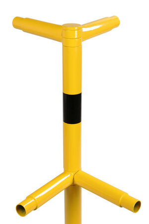 Variabele hoekstaander W-SG voor veiligheidsrailing &Oslash; 60 mm/voor binnen-en buiten gebruik/1000x250x250 mm/verzinkt en poedercoating RAL 1023 geel/met zwart folie