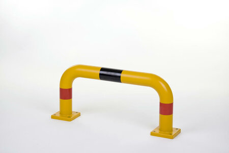Beschermbeugel P30-20 polyurethaan/hoogte 350mm/lengte 750mm/geel met zwarte en rode waarschuwings reflectoren