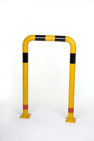 Beschermbeugel P30-60 polyurethaan/hoogte 1200mm/lengte 750mm/geel met zwarte en rode waarschuwings reflectoren
