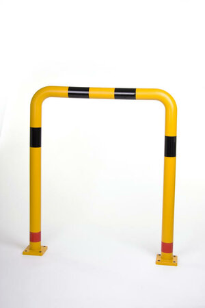 Beschermbeugel P30-70 polyurethaan/hoogte 1200mm/lengte 1000mm/geel met zwarte en rode waarschuwings reflectoren
