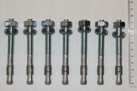 Montageset 8 ankers, verzinkt, lengte 95 mm, Ø 10 mm