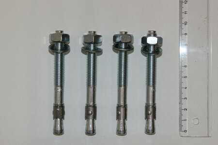 Montageset 4 ankers, verzinkt, lengte 95 mm, Ø 10 mm