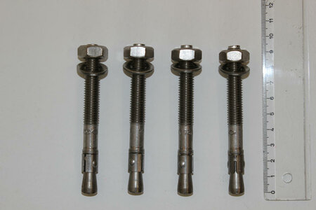 Montageset 4 ankers, RVS, lengte 95 mm, Ø 10 mm