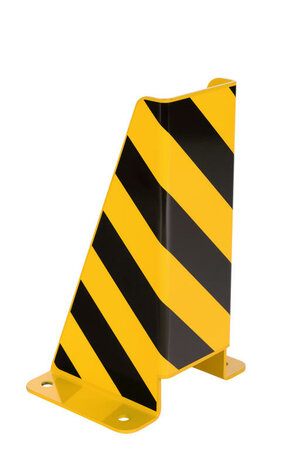 Stalen aanrijdbeveiliging magazijnstellingen/U-vormig/hoogte 400 mm/materiaaldikte 5 mm/geel-zwart