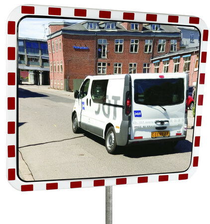 Verkeersspiegel TM INOX 40x60/inox 40x60 cm/kijkafstand 9-15 meter/verhogen de veiligheid op bedrijfsterreinen en bij in- en uitritten