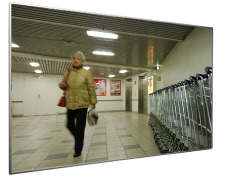 Spiegelplaat IP AC 75x100 acryl/afmetingen 75x100 cm/kijkafstand 1-10 meter/aluminium frame/bevestiging met kettingen (separaat verkrijgbaar)