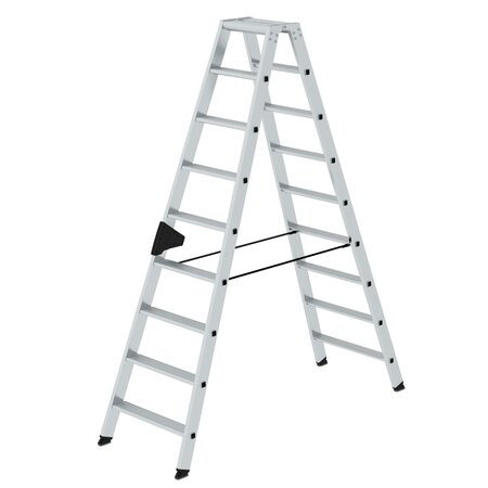 Aluminium trap tweezijdig oploopbaar - werkhoogte 3.600 mm/totale hoogte 2.080 mm/aantal treden 2x9/belastbaar tot 150 kg