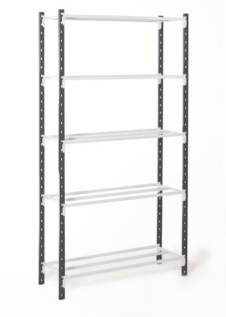 Basisset legbordstelling Flip - ca. 2000x1000x800 mm/5 niveaus met buislegborden/233 kg/leverbaar in diverse RAL kleuren