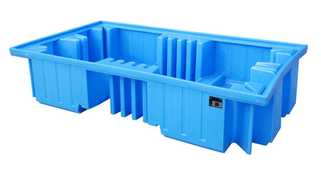 PE-Opvangbak type WP 2/11 - ca. 2340x1360x510 mm (lxbxh)/opvangvolume 1150 liter/max. 2 containers (IBC) van 1000 liter/draagkracht 2500 kg/met geintegreerde opzetstaanders