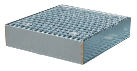 Bodembeschermbak type BSW 121 verzinkt - ca. 500x500x123 mm (lxbxh)/opvangvolume 28 liter/met verzinkt rooster (draagkracht 5000 kg/m&sup2;)/met palletwagen of heftruck berijdbaar