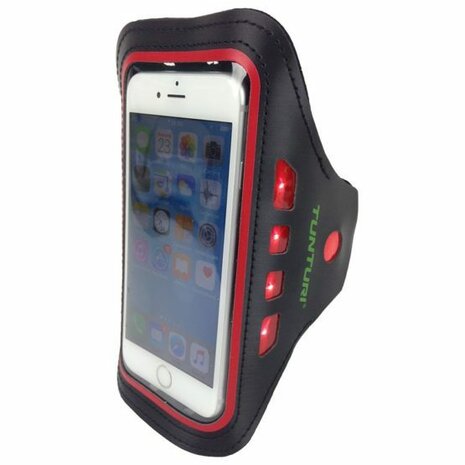 Tunturi Sport Telefoonarmband - Sportarmband - Hardloop armband - Smartphone armband - met Ledverlichting Rood