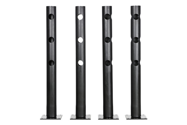 Middenstaander DFFS-M-M voor flexibele veiligheidsrailing/voor binnen-en buiten gebruik/hoogte 1200 mm/voetplaat 225x225 mm/t.b.v. 3 railings/kleur: zwart