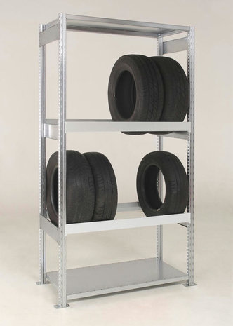 Basisset bandenstelling Adaptiv - ca. 2750x1000 mm/4 liggerniveaus/staanders gegalvaniseerd/liggers leverbaar in diverse RAL kleuren
