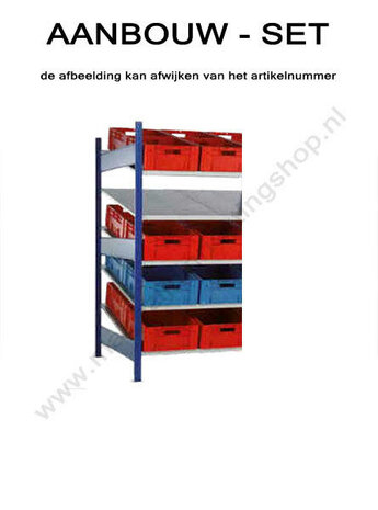 38865-Aanbouwset schuine legbordenstelling XL - ca. 2000x1300x1200mm/5 schuine niveaus met elk 2 MULTIplus150 legborden/voor containers en kratten/sendzimir verzinkt/max. 200kg  legbordbelasting per n