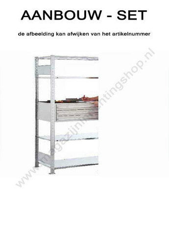 14685-Aanbouwset ladenstelling  - ca. 2000x1000x500mm/met 3 ladensets/sendzimir verzinkt/150kg legbordbelasting