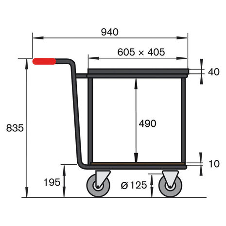 Rechthoekige roller 10-1082-R09, met 2 laadvlakken, elastische banden, Rotauro