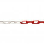 MNK-nylon afzetketting lengte 50 meter/schakeldikte Ø 6 mm/schakelopening 42x12 mm/testlast 200 daN/treklast 340 daN/kleur: rood-wit