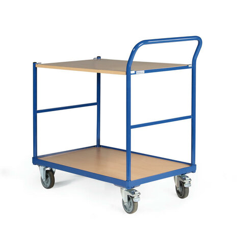 Tafelwagen basic 120-1208, met 2 laadvlakken en schuine duwbeugel, laadvlak 850x500 mm, Tauroflex