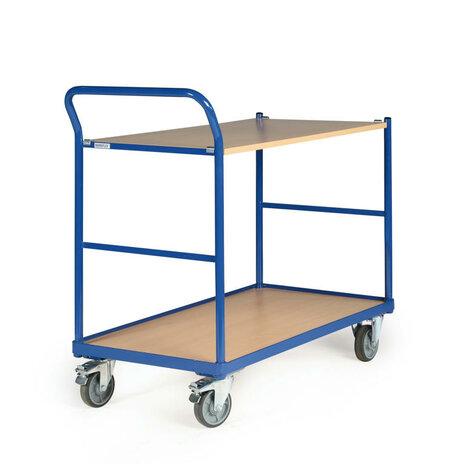 Tafelwagen basic 120-1209, met 2 laadvlakken en schuine duwbeugel, laadvlak 1000x600 mm, Tauroflex