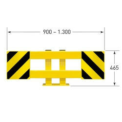 Black Bull stalen aanrijdbeveiliging Set B 900/kopse kant bescherming/hoogte 500 mm/lengte van 900 tot 1300 mm/geel-zwart