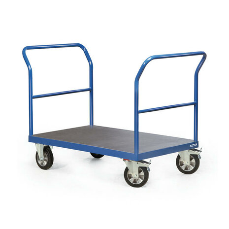 Zwaarlast platformwagen 24-1013, met 2 duwbeugels, laadvlak 2000x800 mm, Rotauro, platformwagen met 2 duwbeugels