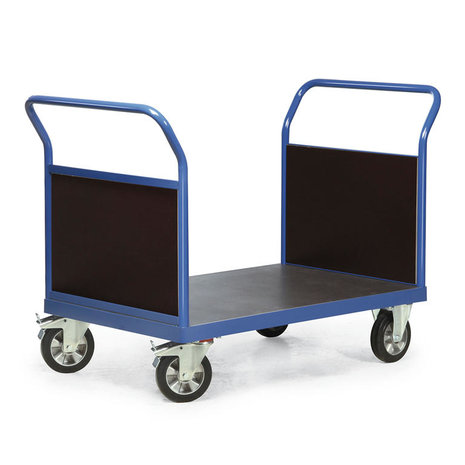 Zwaarlast platformwagen 24-1021, met 2 kopwanden van hout, laadvlak 1200x800 mm, Rotauro, platformwagen met 2 kopwanden, hout