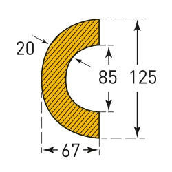 Stootrand magnetisch bochtstuk 40/ter bescherming van buizen/lengte 1 meter/polyurethaan/geel-zwart/voor binnen- en buitenbereik