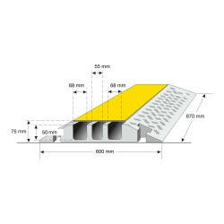 Standaardelement MORION kabelbrug groot/afmetingen 600x960x75 mm (lxbxh)/hoge belastbaarheid/voor straten en bouwplaatsen/kleur: zwart-geel