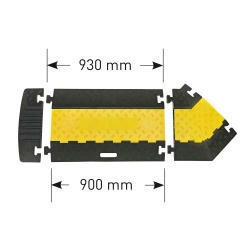 Hoekelement 45° links MORION kabelbrug groot/afmetingen 600x500/200x75 mm (lxbxh)/hoge belastbaarheid/voor straten en bouwplaatsen/kleur: zwart-geel