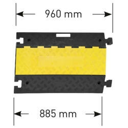 Hoekelement 45° rechts MORION kabelbrug groot/afmetingen 600x500/200x75 mm (lxbxh)/hoge belastbaarheid/voor straten en bouwplaatsen/kleur: zwart-geel