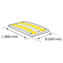 Standaardelement SafeRide 50 verkeersdrempel/afmetingen 900x500x50 mm (lxbxh)/hoog belastbaar/met gele reflecterend elementen/zwart-geel