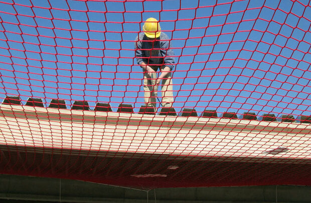 1150304 Personenopvangnetten/afmetingen 6x6 meter/draaddikte 5 mm/maaswijdte 100 mm/randkoord Ø 8 mm/kleur: groen