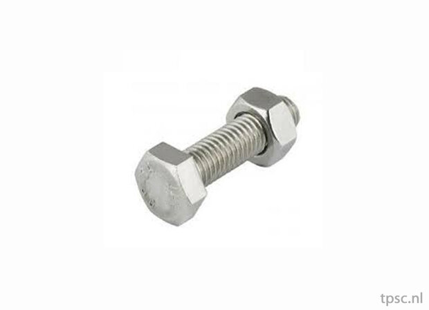 66222-Bout M10x30 mm, moer en 2 veerringen/verzinkt