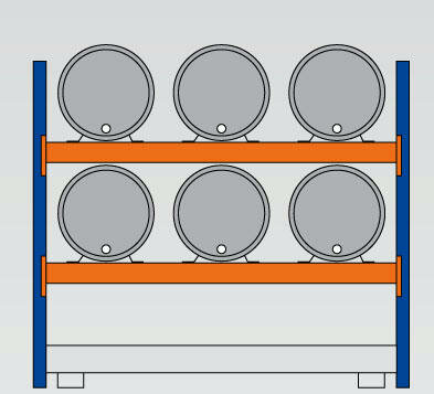 46965-Aanbouwset milieustelling  - ca. 2000x2225x800mm/voor 6 x 200 liter vaten liggend/1 opvangbak(396 liter) zonder rooster