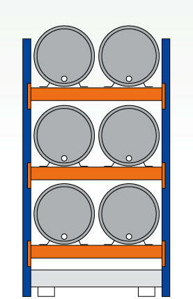 46966-Basisset milieustelling  - ca. 2500x1350x800mm/voor 6 x 200 liter vaten liggend/1 opvangbak(286 liter) zonder rooster