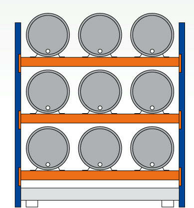 46972-Basisset milieustelling  - ca. 2500x2225x800mm/voor 9 x 200 liter vaten liggend/1 opvangbak(396 liter) zonder rooster