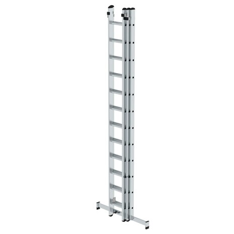 Aluminium 3-delige opsteekladder  - met Nivello stabilisatiebalk/werkhoogte 9.7 m/ladderlengte uitgeschoven 8.66 m/ladderlengte ingeschoven 3.62 m/aantal sporten 3x12/breedte ladder 500 mm