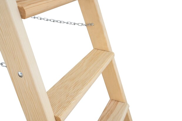 Houten trap tweezijdig oploopbaar - werkhoogte 2.240 mm/ladder lengte 880 mm/aantal treden 2x3/belastbaar tot 150 kg