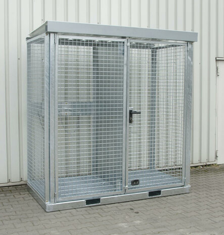 Gasflessen-container type GFC-E/G M2 verzinkt - ca. 2115x1570x2260 mm (lxbxh)/max. 45 gasflessen Ø 230 mm/met roosterbodem (draagkracht 1000 kg/m²)/afsluitbare vleugeldeur