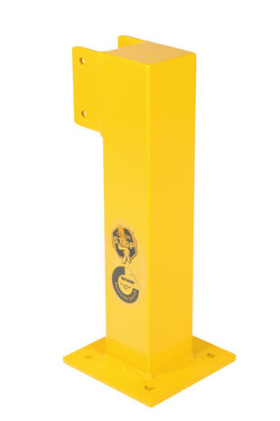 Begin-/eindstaander PE-50 voor veiligheidsrailing/voor binnengebruik/hoogte 500 mm/doorsnede 100x100 mm/poedercoating RAL 1023 geel