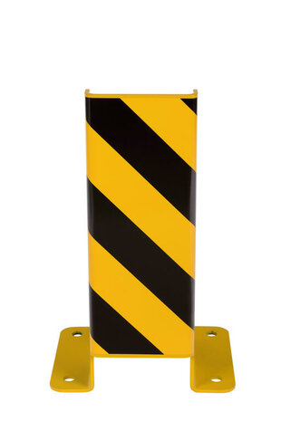 Stalen aanrijdbeveiliging magazijnstellingen/U-vormig/hoogte 400 mm/materiaaldikte 5 mm/geel-zwart
