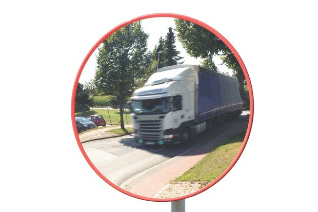 Verkeersspiegel rond TM I AC 60/acryl Ø 60 cm/kijkafstand 9-15 meter/met rode rand/verhogen de veiligheid op industrieterreinen