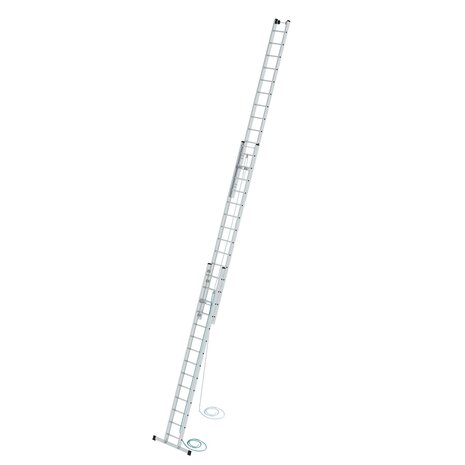 Aluminium 3-delige optrekladder  - met stabilisatiebalk/werkhoogte 10.8 m/ladderlengte uitgeschoven 9.7 m/ladderlengte ingeschoven 4.1 m/aantal sporten 3x14/breedte ladder 470 mm