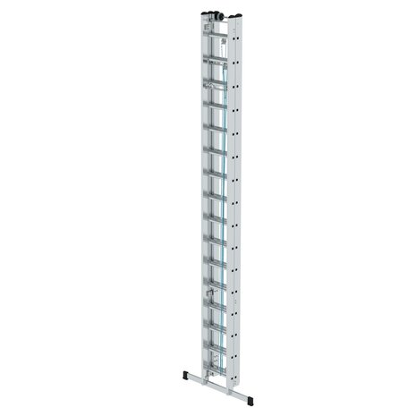 Aluminium 3-delige optrekladder  - met stabilisatiebalk/werkhoogte 11.9 m/ladderlengte uitgeschoven 10.8 m/ladderlengte ingeschoven 4.7 m/aantal sporten 3x16/breedte ladder 470 mm