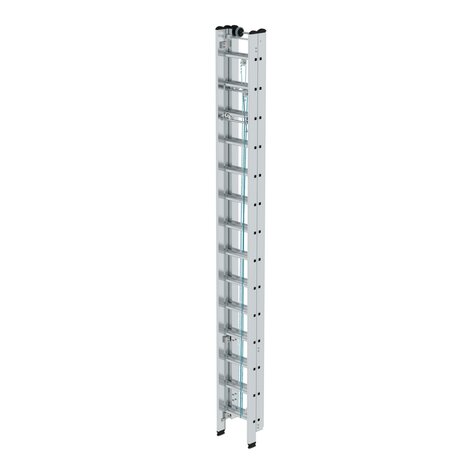 Aluminium 3-delige optrekladder  - zonder stabilisatiebalk/werkhoogte 10.8 m/ladderlengte uitgeschoven 9.7 m/ladderlengte ingeschoven 4.1 m/aantal sporten 3x14/breedte ladder 470 mm
