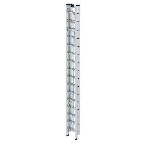 Aluminium 3-delige optrekladder  - zonder stabilisatiebalk/werkhoogte 11.9 m/ladderlengte uitgeschoven 10.8 m/ladderlengte ingeschoven 4.7 m/aantal sporten 3x16/breedte ladder 470 mm