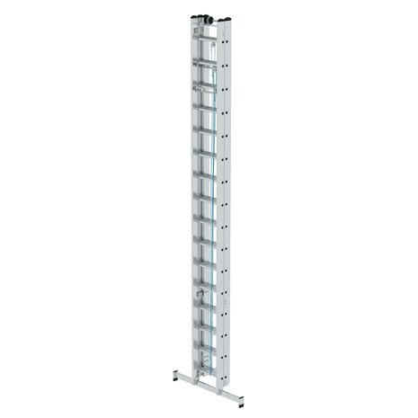 Aluminium 3-delige optrekladder  - met Nivello stabilisatiebalk/werkhoogte 11.9 m/ladderlengte uitgeschoven 10.8 m/ladderlengte ingeschoven 4.7 m/aantal sporten 3x16/breedte ladder 470 mm