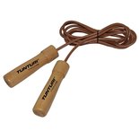 Tunturi Lederen Springtouw - Sport springtouw - Fitness springtouw - met Houten Handgrepen