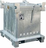 Speciaal-afvalcontainer voor spuitbussen type SAS 800 - ca. 1200x1000x1235 mm (lxbxh)/inhoud ca. 0,8 (m³)/3-voudig stapelbaar/max. totaalgewicht 678 kg/container tot 100 mm hoogte vloeistofdicht